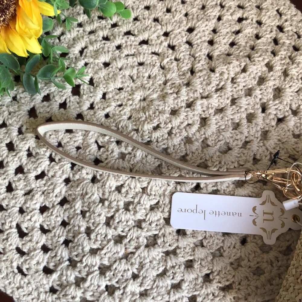 Nanette Lepore Cream and Natural Straw Wristlet Clutch